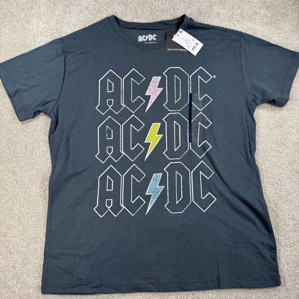 AC/DC Band Graphic T-Shirt Gray Grayson Threads Short Sleeve Large T3217JT106